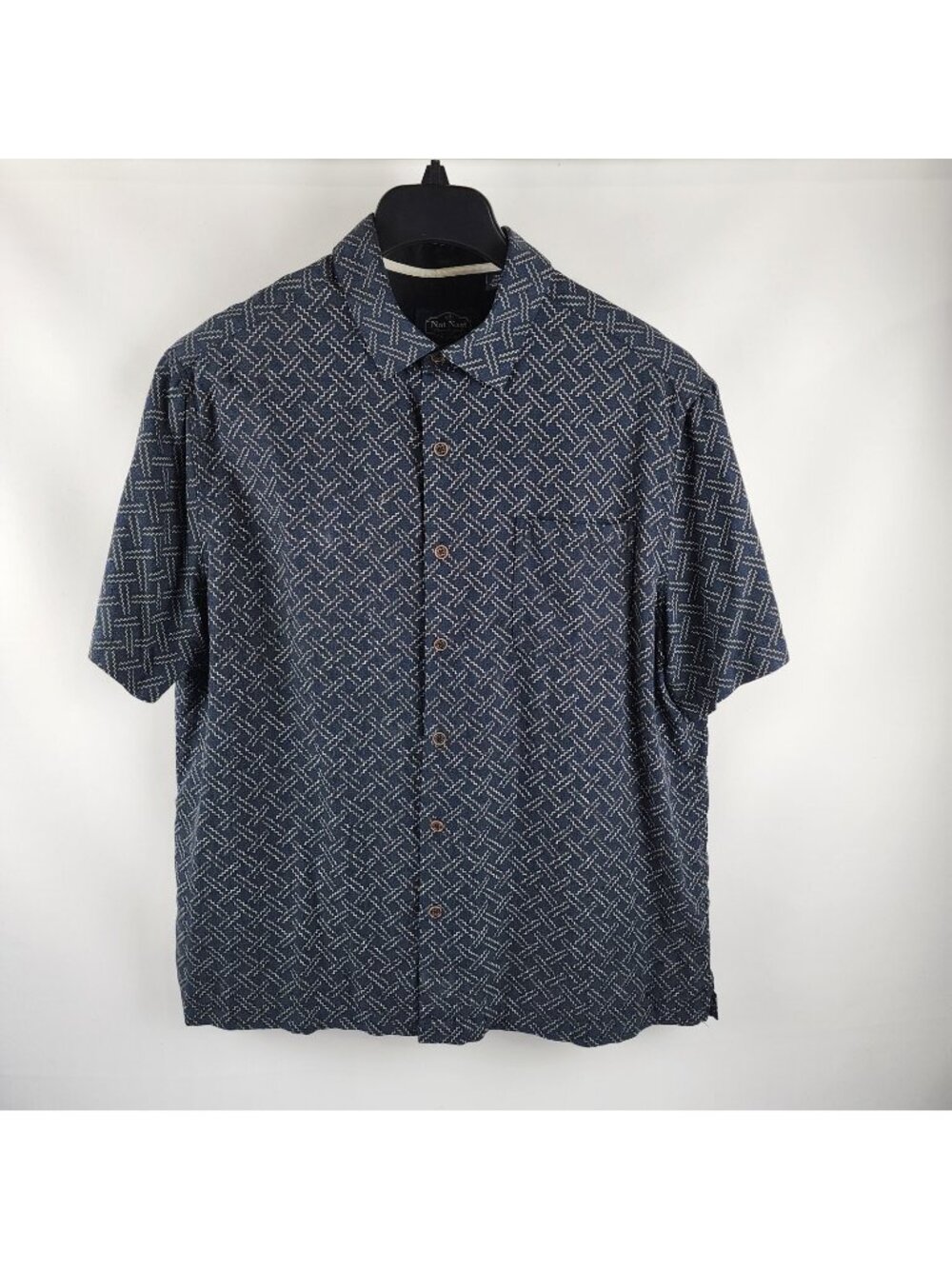 Nat Nast Dress Shirt Mens Large Multi Silk & Cotton S/S Button Up